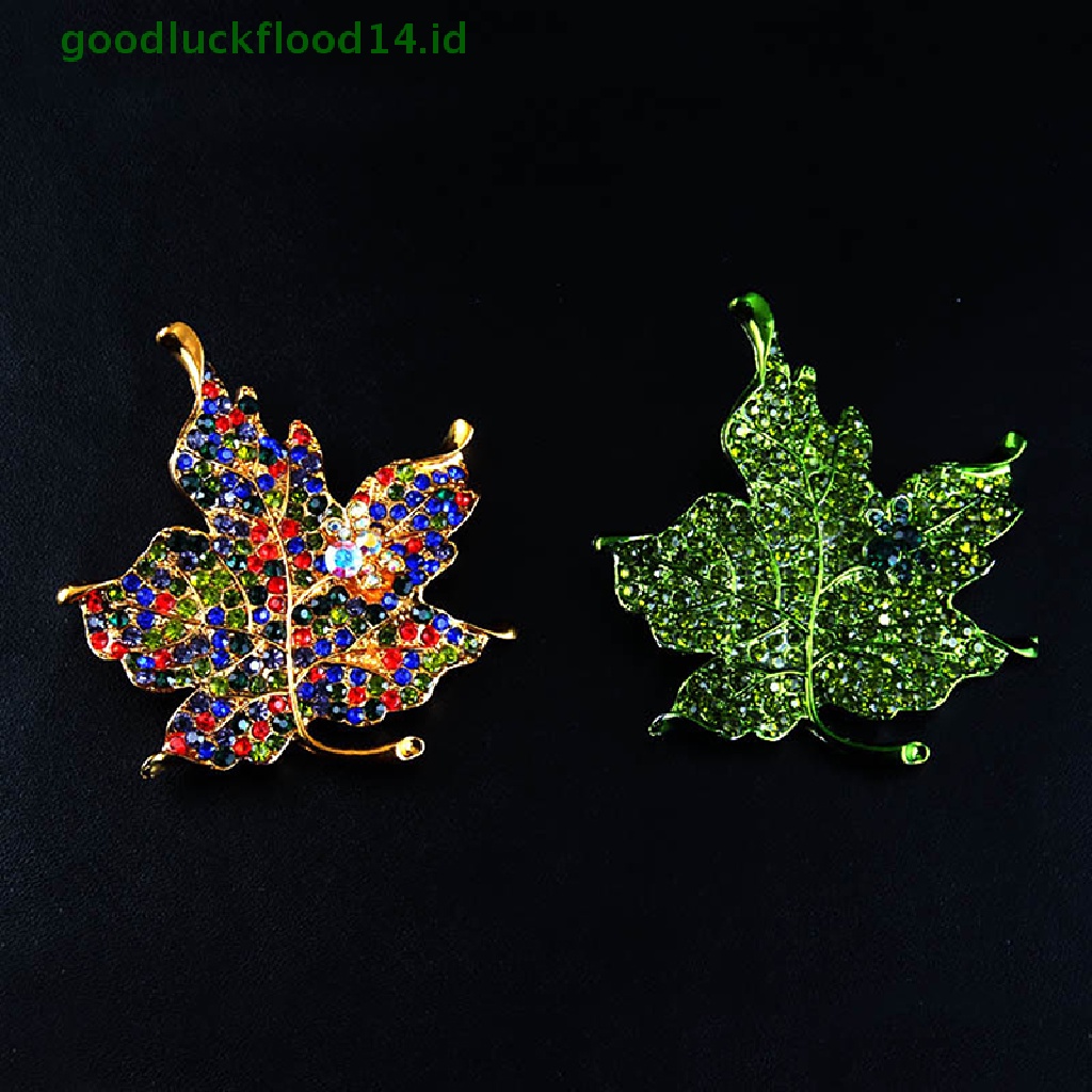 [GOOGFOUR] Warna-warni Maple Leaf Shaped Bros Pin Pakaian Pernikahan Berlian Imitasi Daun Pin [TOP]