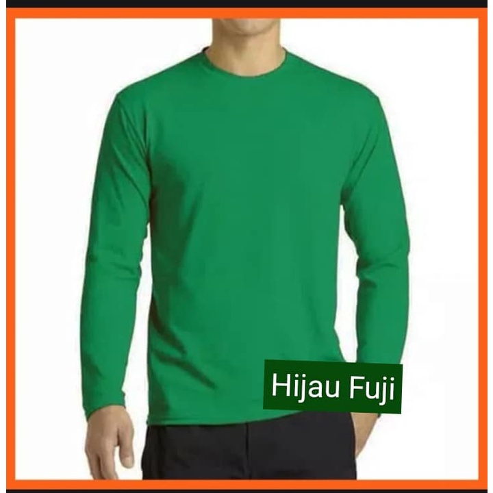 Kaos polos lengan panjang soft katun combed 30s warna Hijau fuji - Kaos Polos Lengan Panjang Combed 