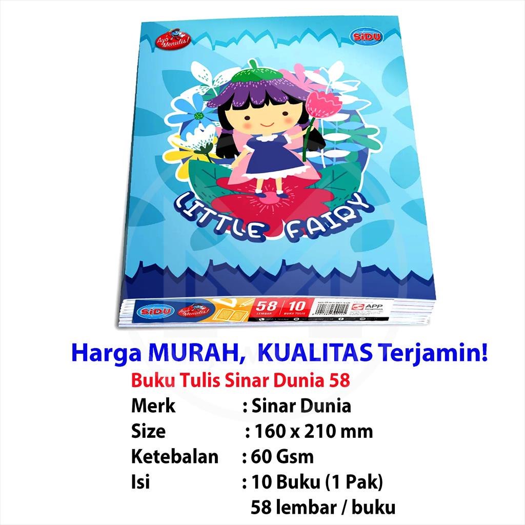 

Buku Tulis Sidu Isi 58 Lembar / Sidu 58 / Buku Tulis TK, SD