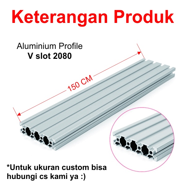 [HAEBOT] Aluminium Profil V Slot 2080 20x80 AP2080 Alumunium 1.5 Meter Profile Frame CNC Extrusion Mini Kerangka Mekanik Series 20mm x 80mm 3D Printer