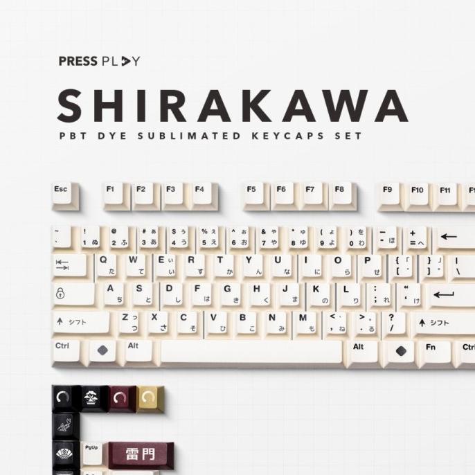 TERBARU Press Play Shirakawa PBT Dye Sub Keycaps Set 122 Keys Japanese Root