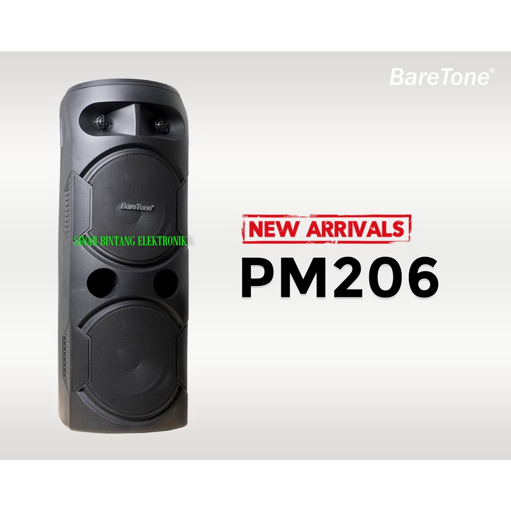 Speaker Portable Baretone PM-206 PM206 Original Dual 6 inch