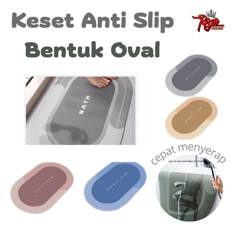 Y055 - Keset Anti Slip Diatomite Oval Keset Kaki Diatomite Cepat Kerin Uk 60x40