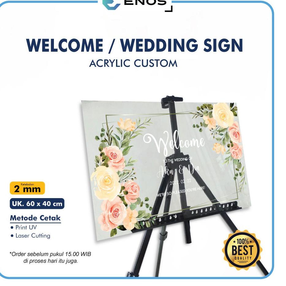TERBARU  WELCOME SIGN ACRYLIC WEDDING / WELCOME SIGN 60 ×40 CM  /WEDDING SIGN CUSTOM