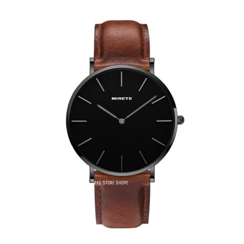 MIRETE EDITION JAM TANGAN KASUAL PRIA STRAP KULIT TAHAN AIR 100% ORIGINAL JAM TANGAN KASUAL PRIA ANALOG MEWAH ELEGAN BERKUALITAS MURAH FREE BATRAI CADANGAN