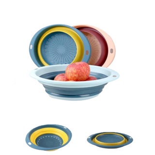 Baskom Saringan Lipat 2 Warna /  Baskom Multifungsi / Baskom Lipat Portable /  Baskom pencuci atau P