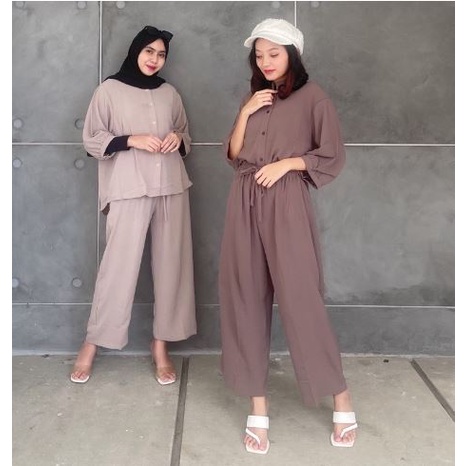 ONE SET ALEXANDRA  | OOTD WANITA MUSLIM TERKINI | SETELAN BLOUSE &amp; CELANA KULOT