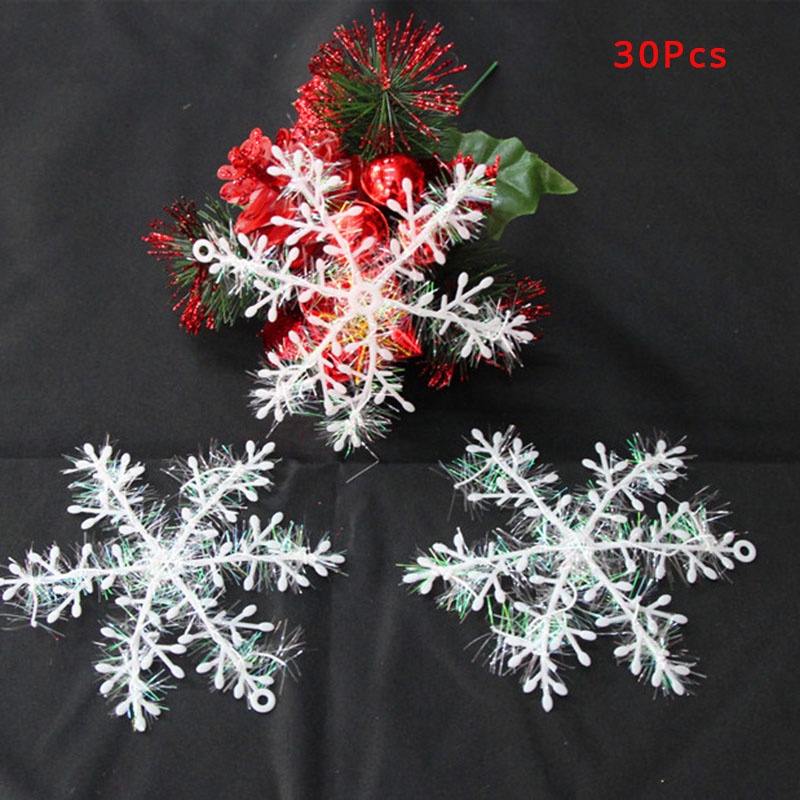 Produk Dekorasi Natal/Tahun Baru Gantung Liontin Putih Ornamen Snowflake Rumah Pesta Hias Pohon Natal Aksesoris Hias Ornamen Pohon Xmas 30Pcs/Hot Sale