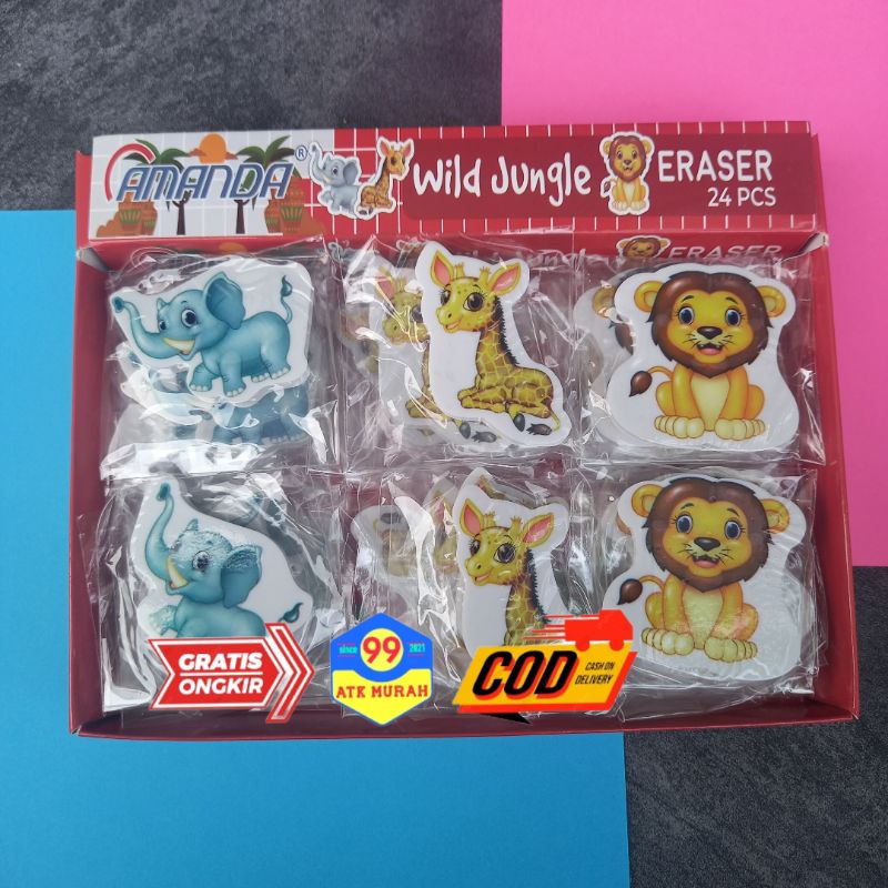 ERASER KARAKTER 24pcs/stip pensil/setip/penghapus gambar/steap