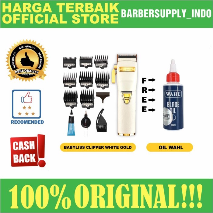 BABYLISS PRO CLIPPER FX WHITE ORI / MESIN ALAT CUKUR RAMBUT ORIGINAL