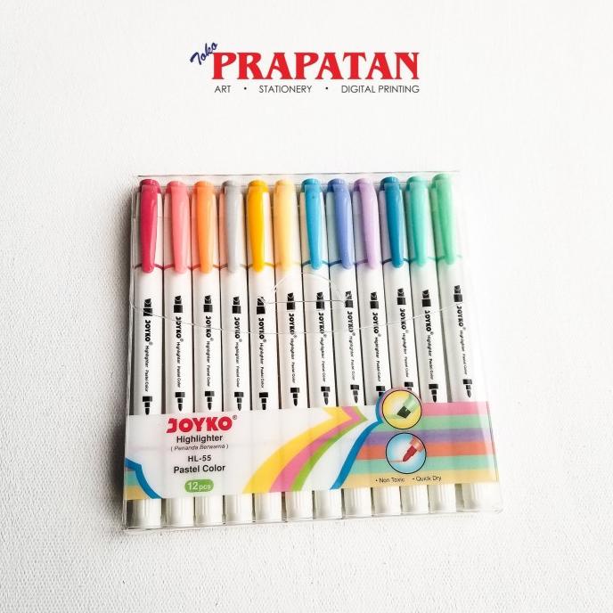 

Spidol Highlighter Marker Pastel Color Joyko 12 warna HL-55
