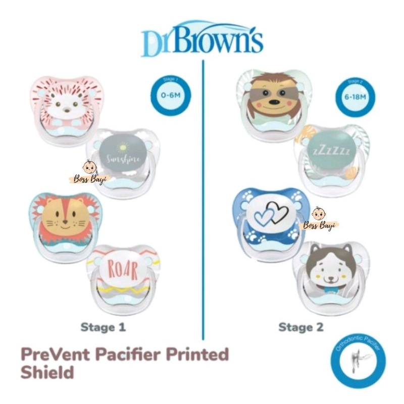 DR BROWNS - Prevent Pacifier Printed Shield Soother Empeng Bayi Isi 2