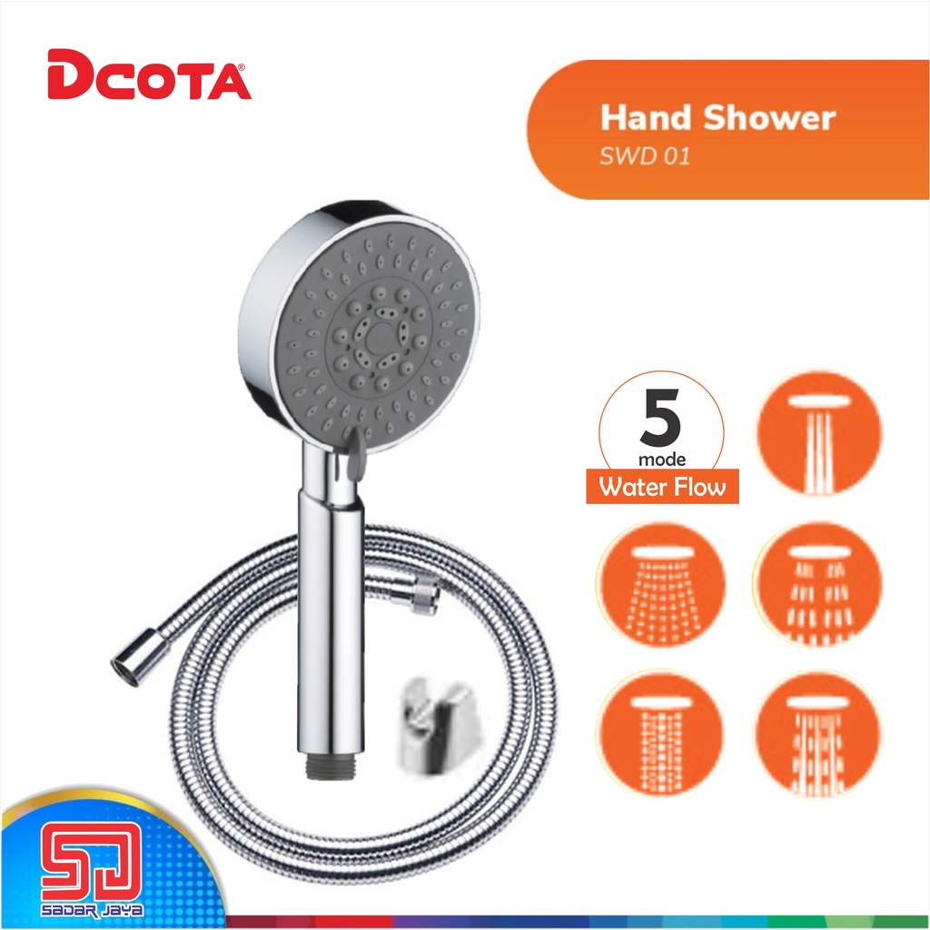 DCOTA SWD 01 Hand Shower Mandi Spray 5 Mode Pancuran Sprayer 1/2&quot;