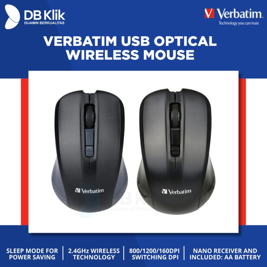 Mouse Verbatim Wireless Optical 1600DPI- Verbatim USB Optical Wireless