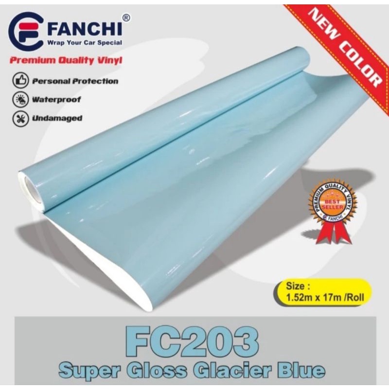 Sticker Fanchi FC203 Super Gloss Glossy Glacier Blue Premium Wrap per 50cm