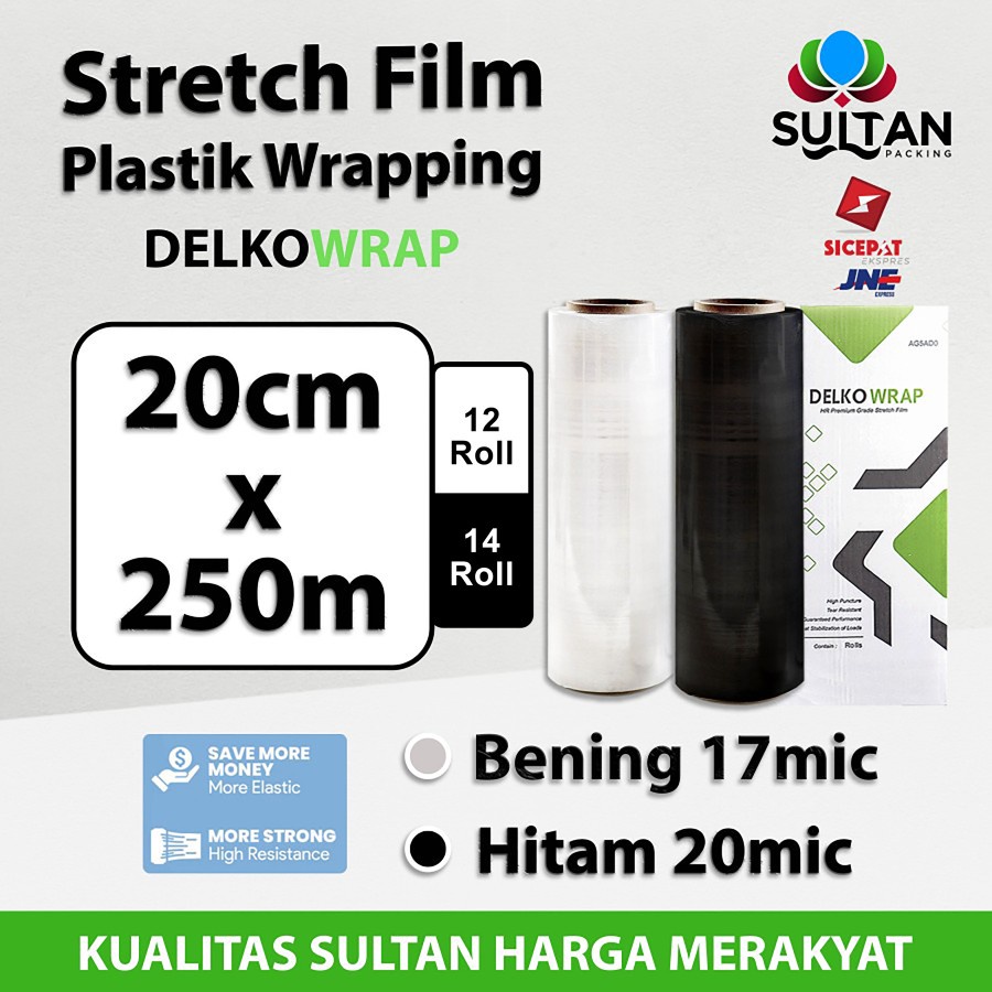 

Plastik Wrapping Stretch Film 20cm x 250m DELKOWRAP TERMURAH KARGO / DUS