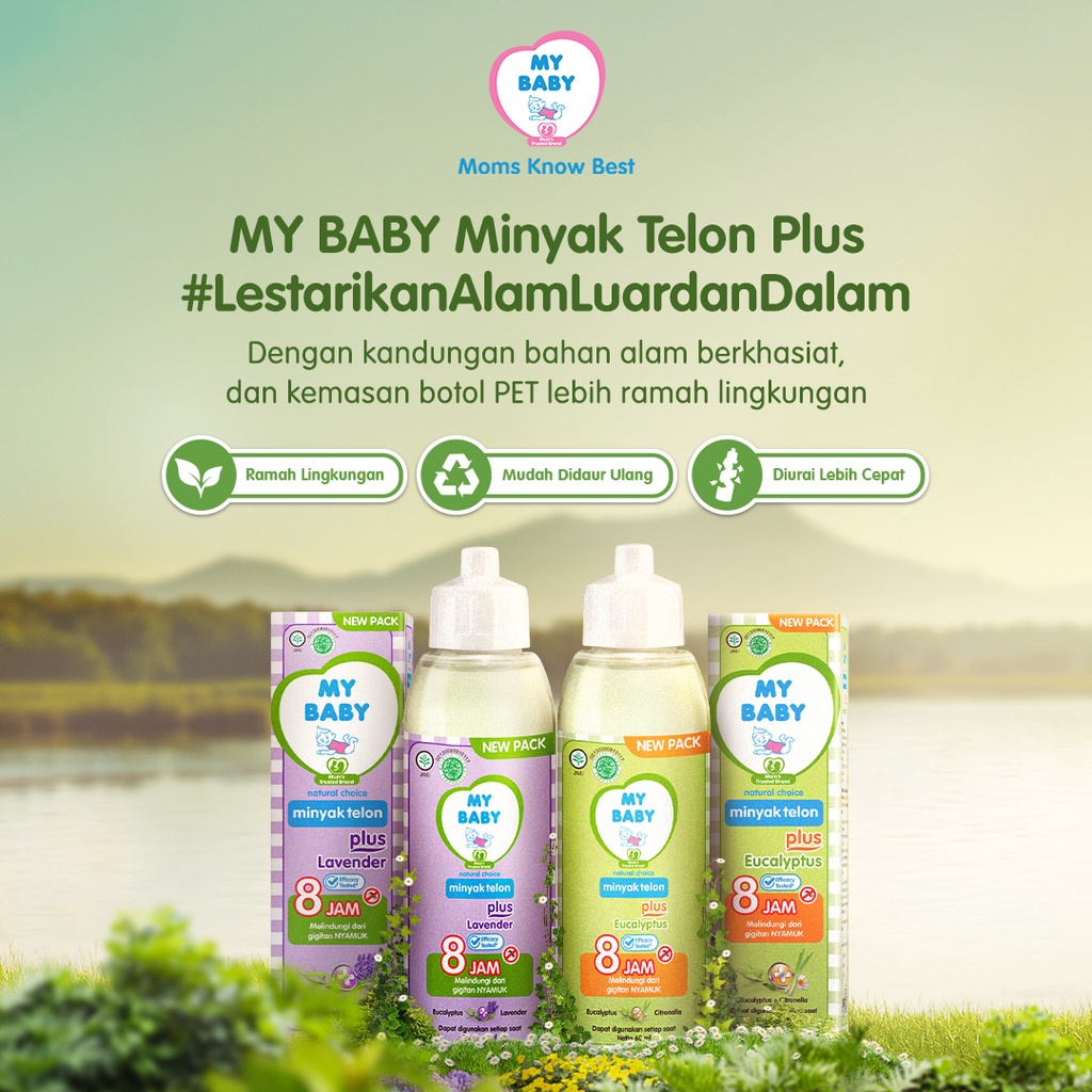 MY BABY Minyak Telon Plus Lavender [90 mL] - Minyak Bayi Anti Nyamuk 8 Jam - Exp: 11.2024