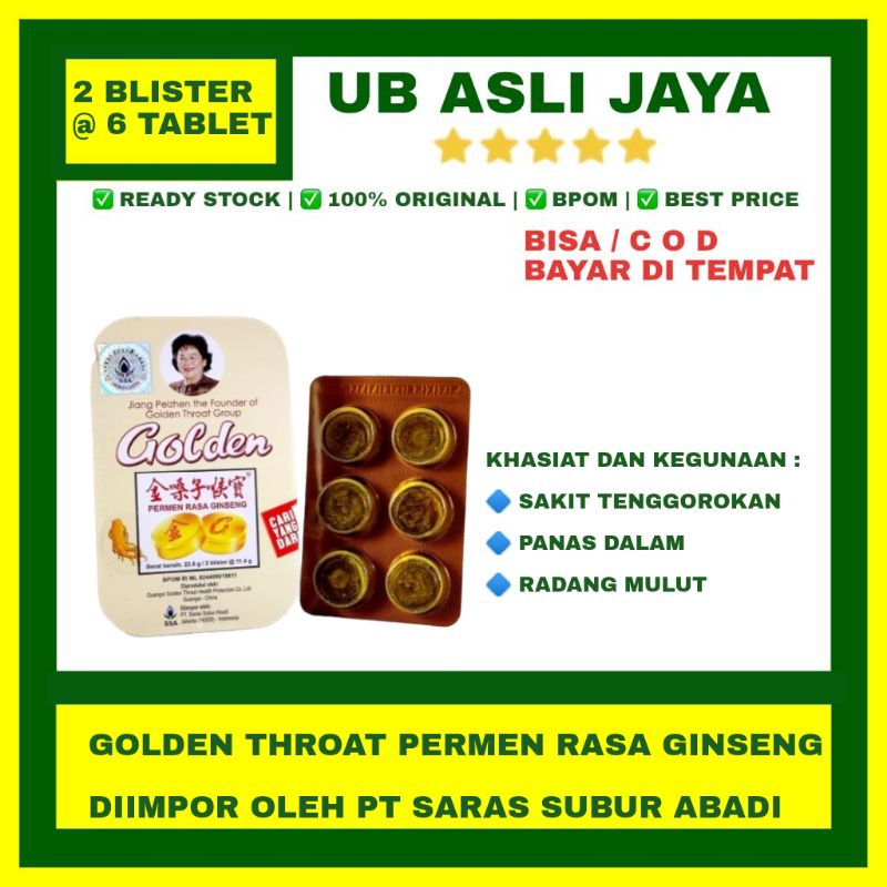 

golden throat lozenges rasa ginseng kualitas premium / permen sakit tenggorokan