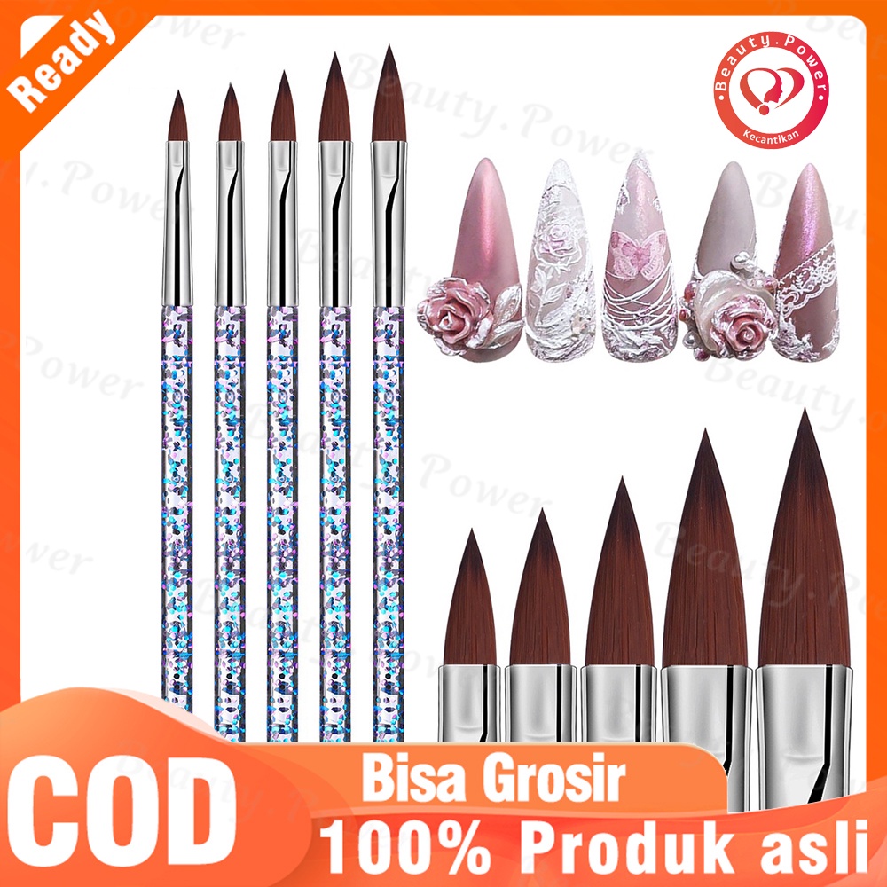 5Pcs/Set Brush Pen Gambar Bunga Bahan Akrilik Untuk Hiasan Nail Art DIY