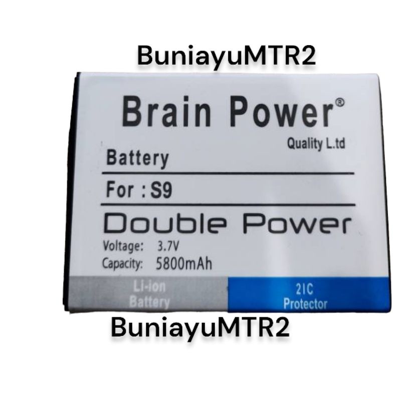 BATRE BATTERY BATERAI MAXTRON S9 LEBAR 6CM PANJANG 8,8CM DOUBLE POWER BRAIN POWER
