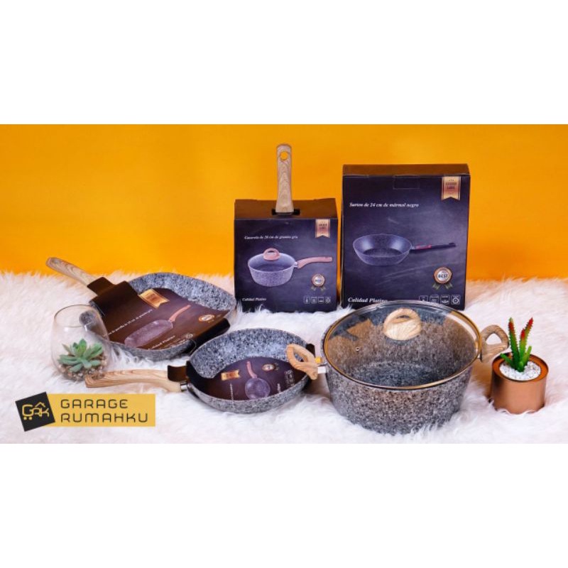 Ready stok, SE SET " GOLDEN LABEL PAN GRANIT COATING MARBEL COANTING "
