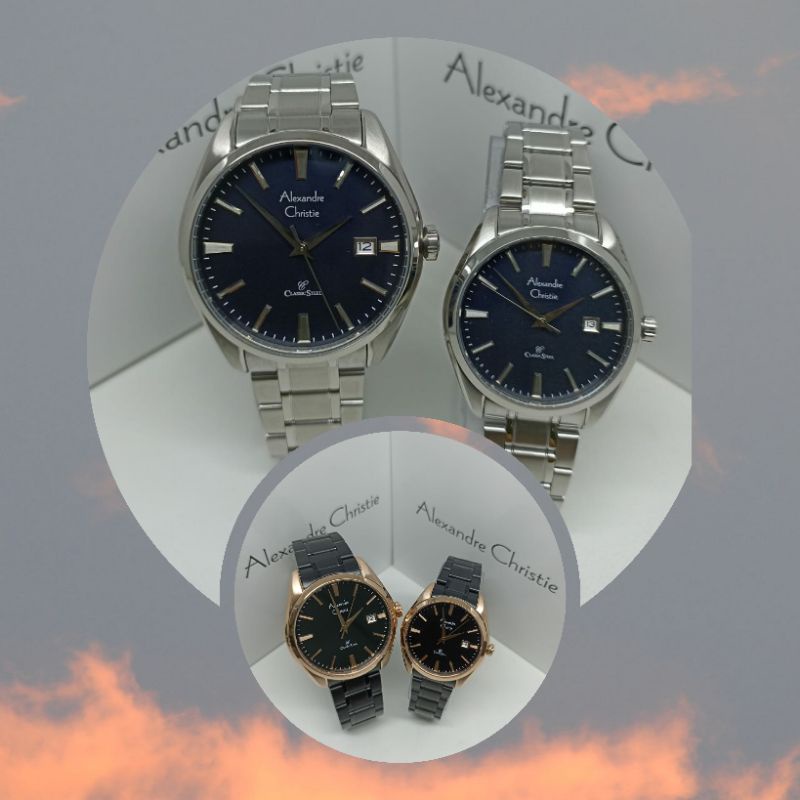 Jam Tangan Couple Alexandre Christie 8682 AC8682 AC Couple Tali Besi / Stainless steel