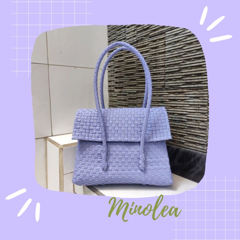 Tas Anyaman Jali Premium Petty Tutup Magnet M Ungu Muda