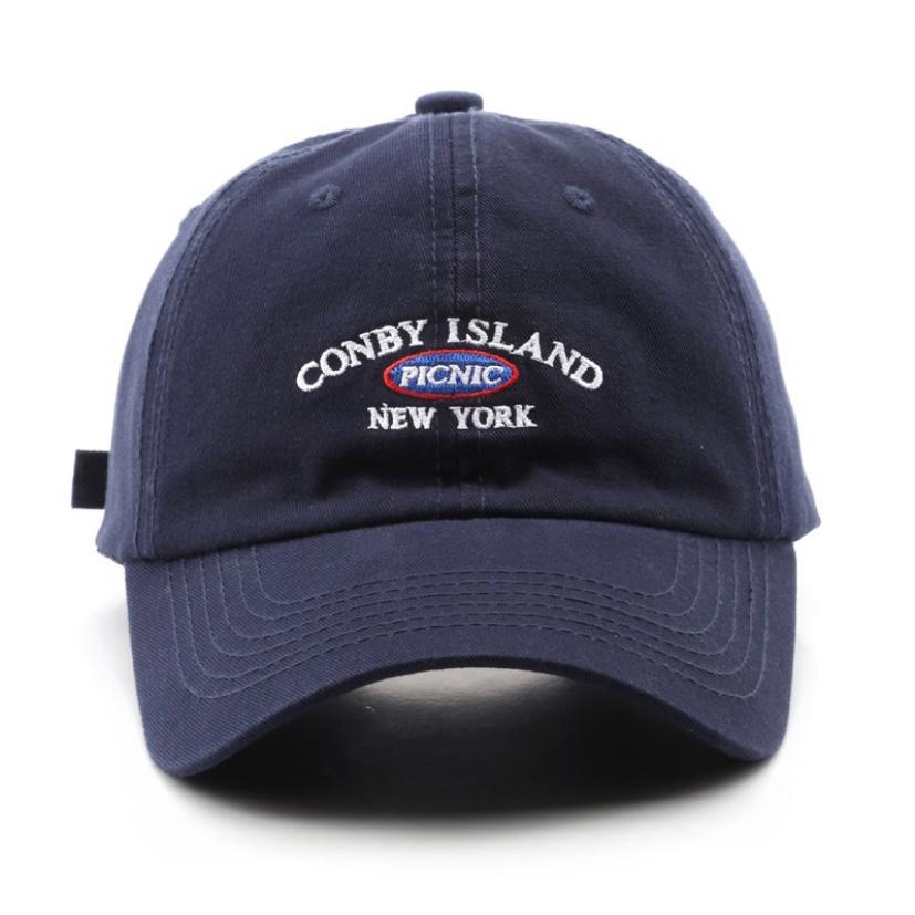 Best Seller - Topi Unisex Cap Hat Cotton Material Bordir Brooklyn Baseball / Baseball Cap Korea Trendy - COD-Conby Navy