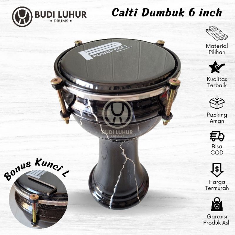 Calti Darbuka Dumbuk Tumbuk Warna Marmer Hitam Ukuran Anak 6 inch Kualitas Terbaik Termurah Produk Lokal Best Seller