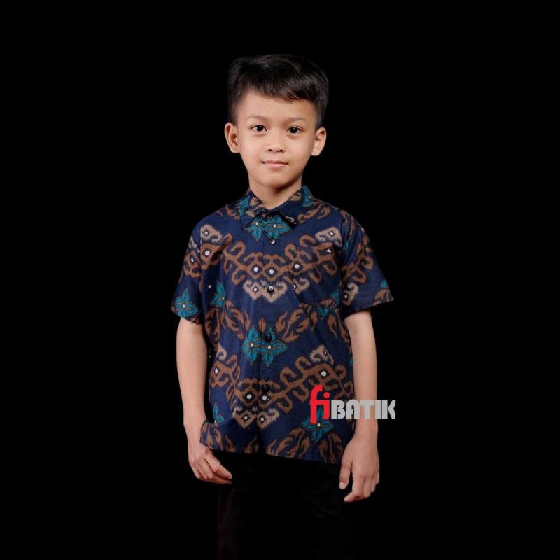 Baju Batik Anak - Kemeja Batik Anak Laki-laki Lengan Pendek Umur 2-11Tahun Seragam Kain Katun Halus dan adem