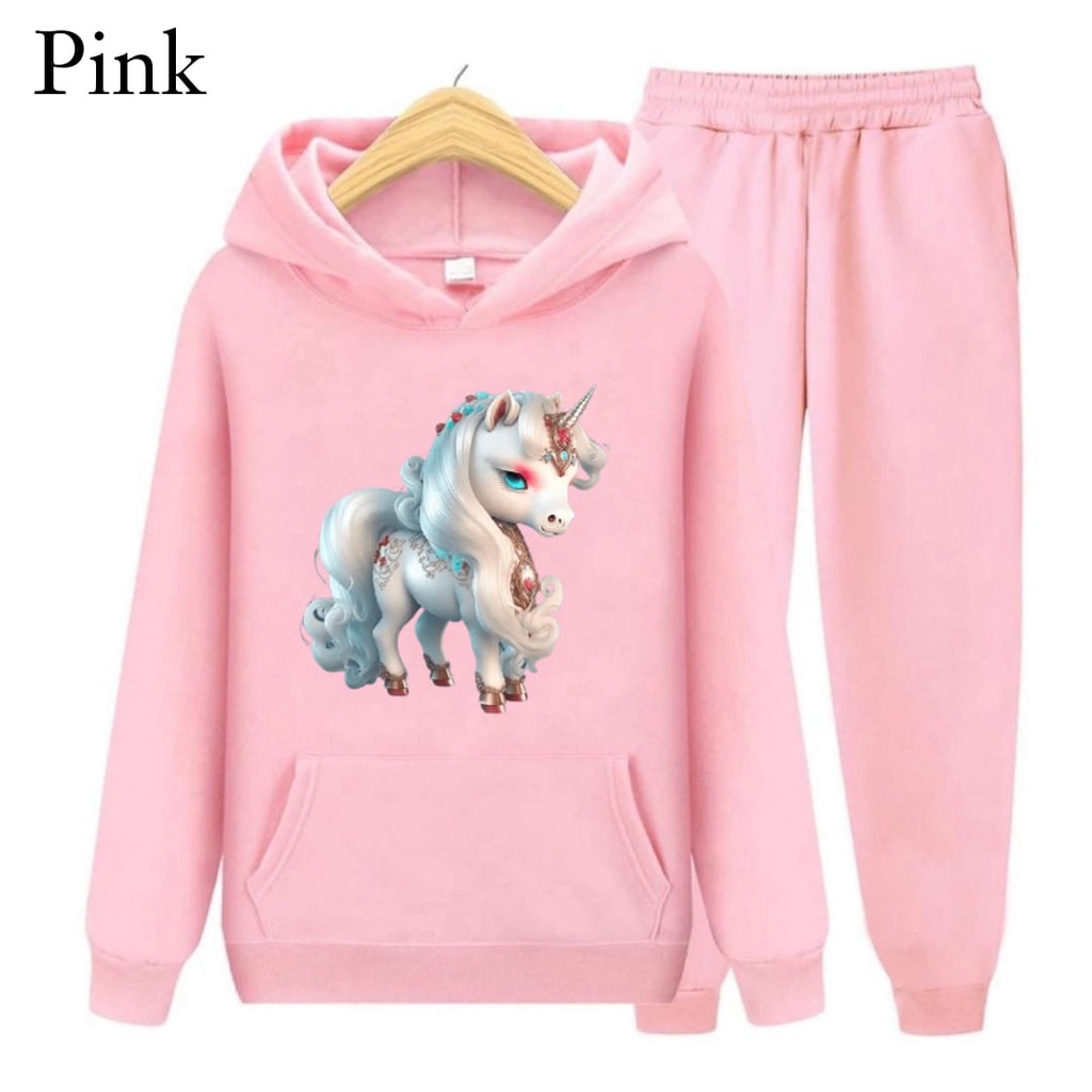 Hzl_outfit Setelan Sweater Hoodie Anak Kuda Pony 3D Ukuran (S.M.XL)