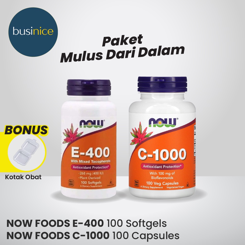 NOW FOODS Paket Mulus Dari Dalam Vit C 1000 IU &amp; Vit E 400