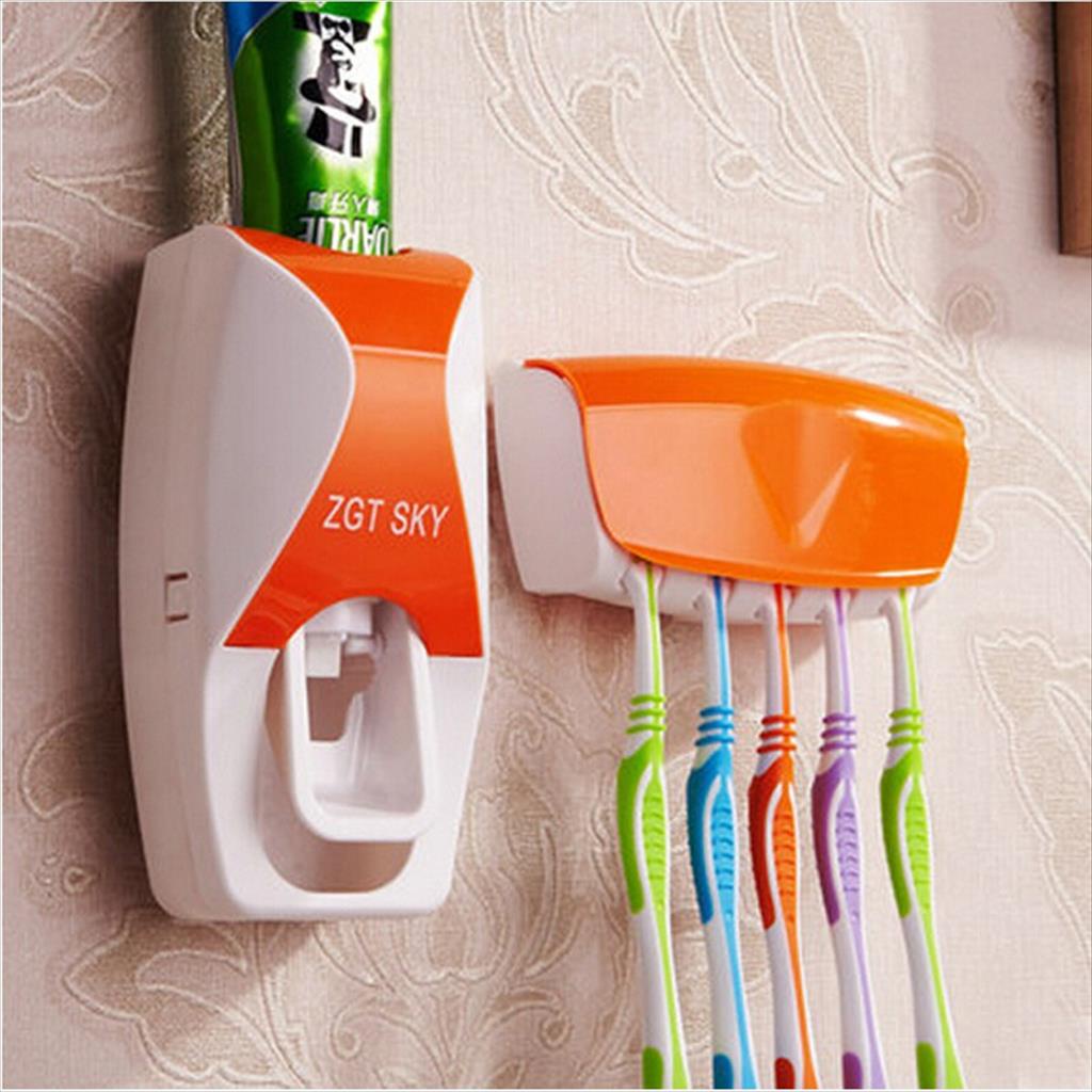MJS 547 - Dispenser Odol Tempat Sikat Gigi Touch me Rak ToothPaste &amp; Brush Set Otomatis Pasta Holder
