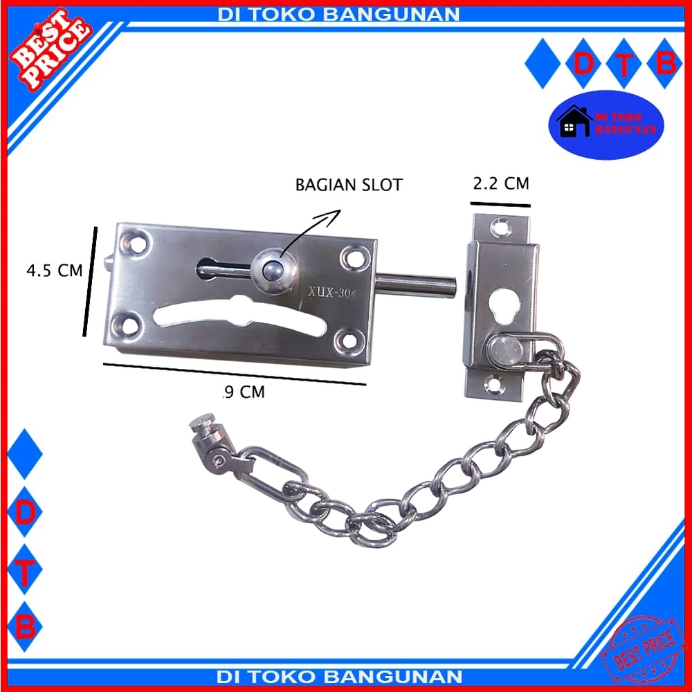 Grendel Rantai Slot Pintu Grendel Pintu Nishan Stainless Bolt XUX-304