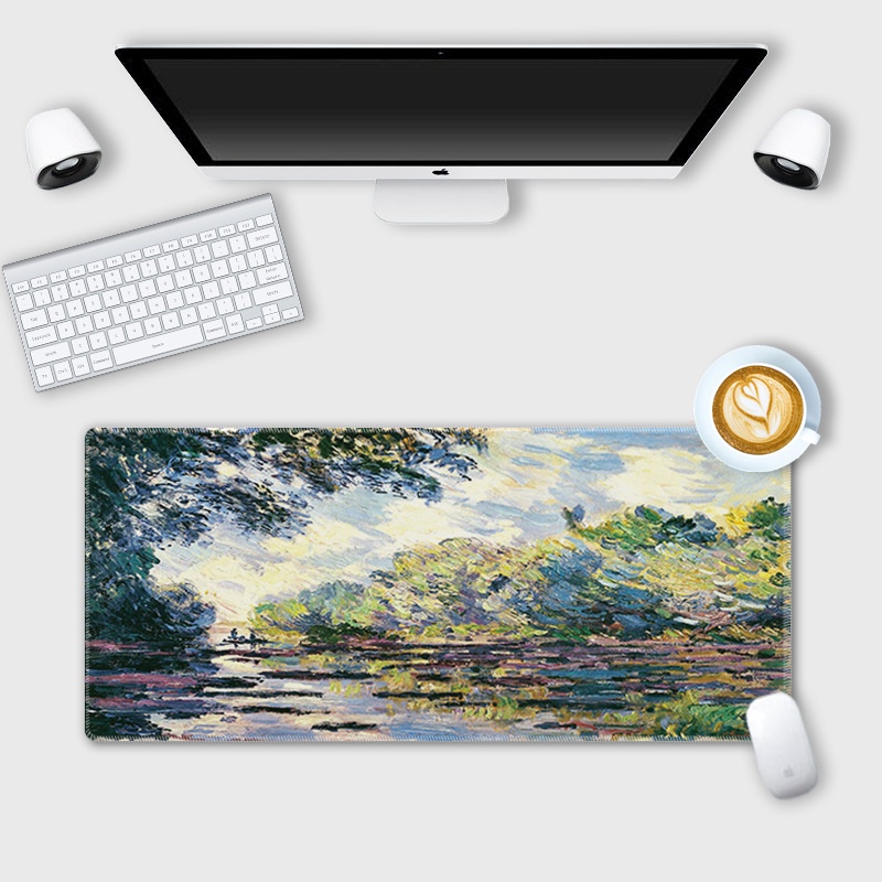 Alas mouse Besar Van Gogh Lukisan Minyak landscape desk pad Alas keyboard Komputer Non slip lock edge office desk pad