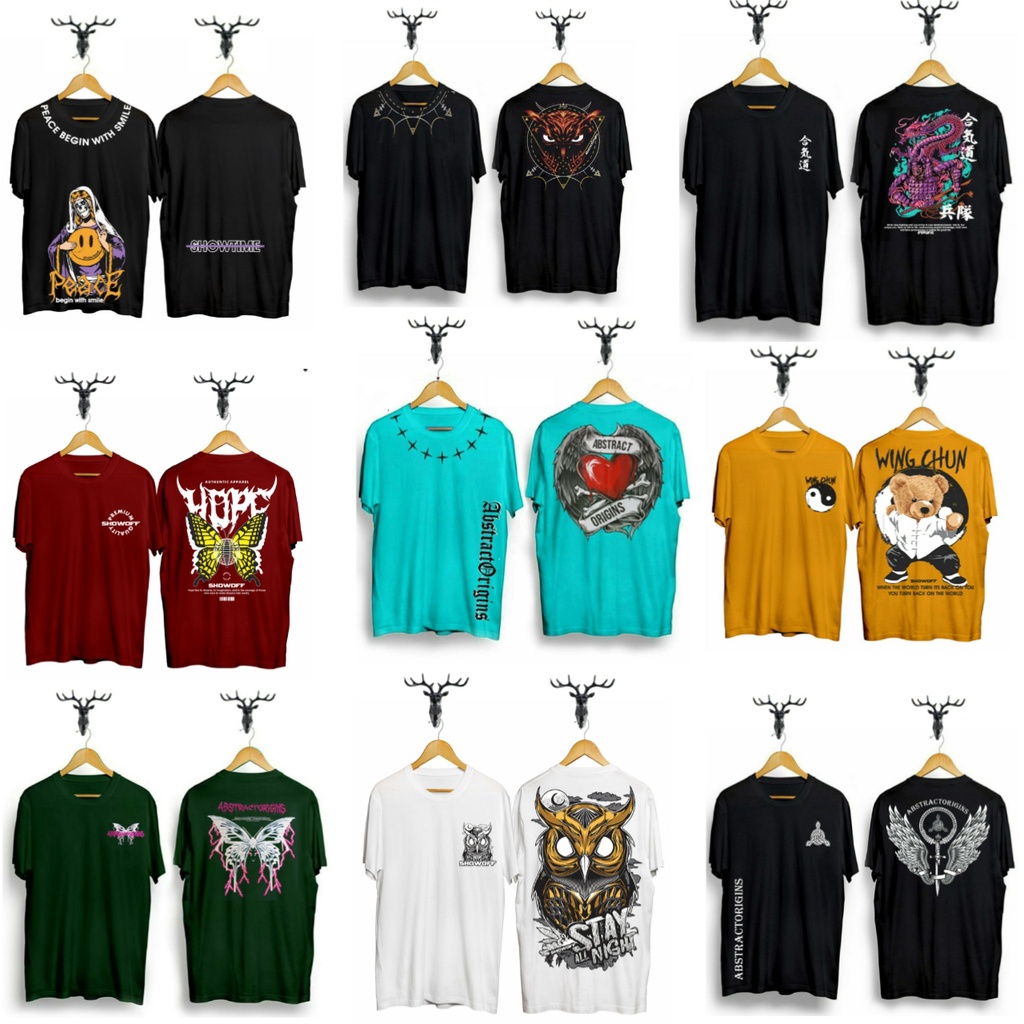 3 PCS 100 RIBU BAJU KAOS DISTRO PRIA WARNA RANDOM GELAP 2023 / BAJU KAOS TERBARU PRIA WANITA / KAOS 