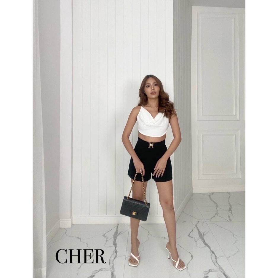 CELANA CHER PENDEK MOTIF BELT H HIGH WAIST IMPORT BANGKOK CODE HP