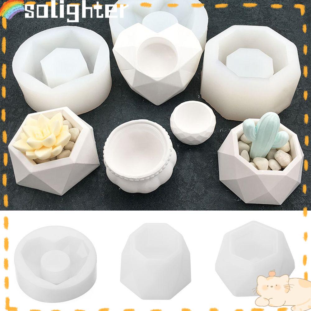 Solighter Crystal Resin Tray Cetakan Dekorasi Rumah Alat Membuat Perhiasan Hexagon Cup Resin Kerajinan Pot Bunga Sukulen