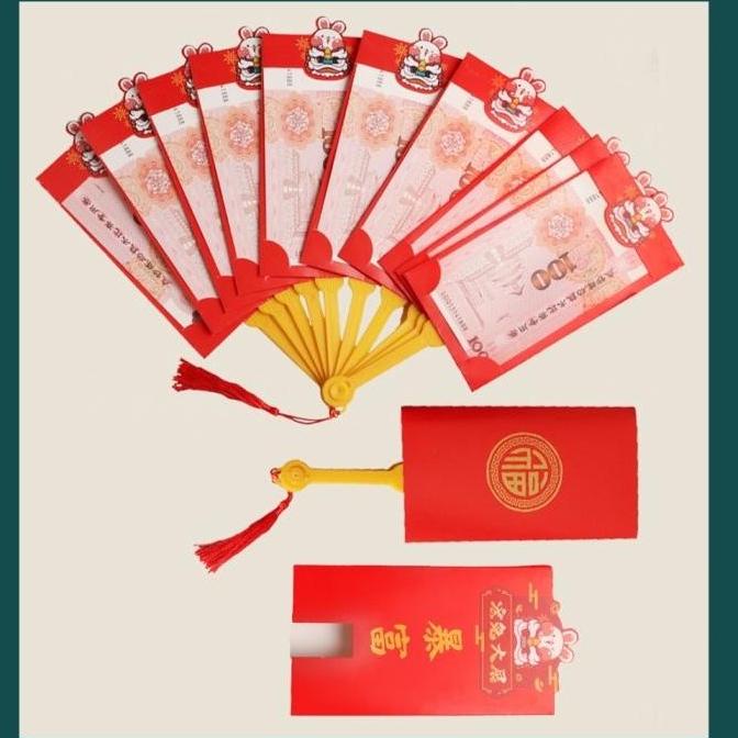 

OHAYA ANGPAO ANGPAU MERAH TAHUN BARU CINA / IMLEK BENTUK KIPAS 2023 RG64654T