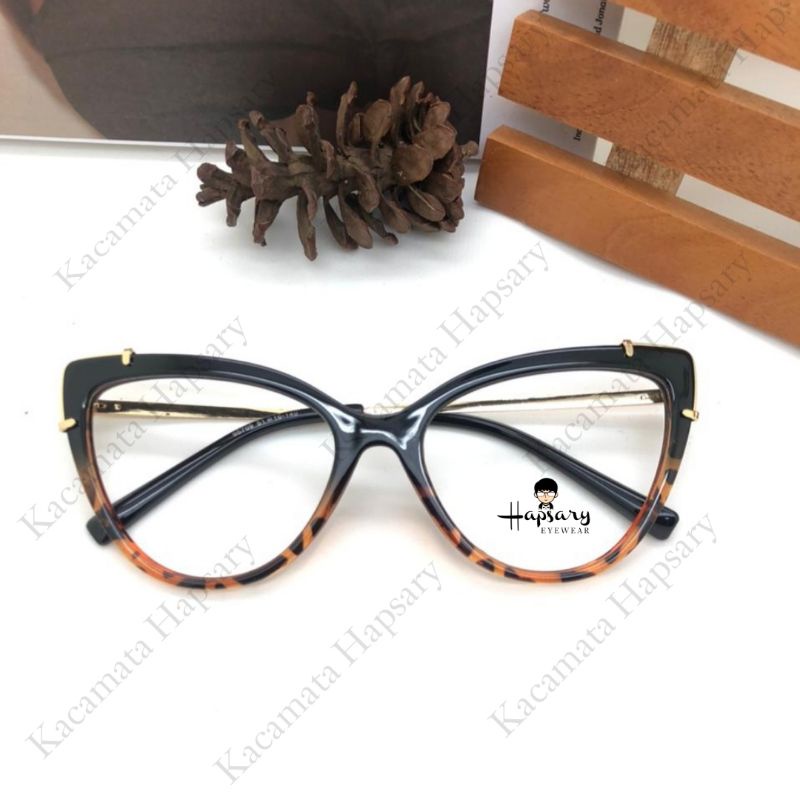 Kacamata Minus Antiradiasi Frame Wanita Cat eye 95709 | Anti UV Photocromic &amp; Bluecromic