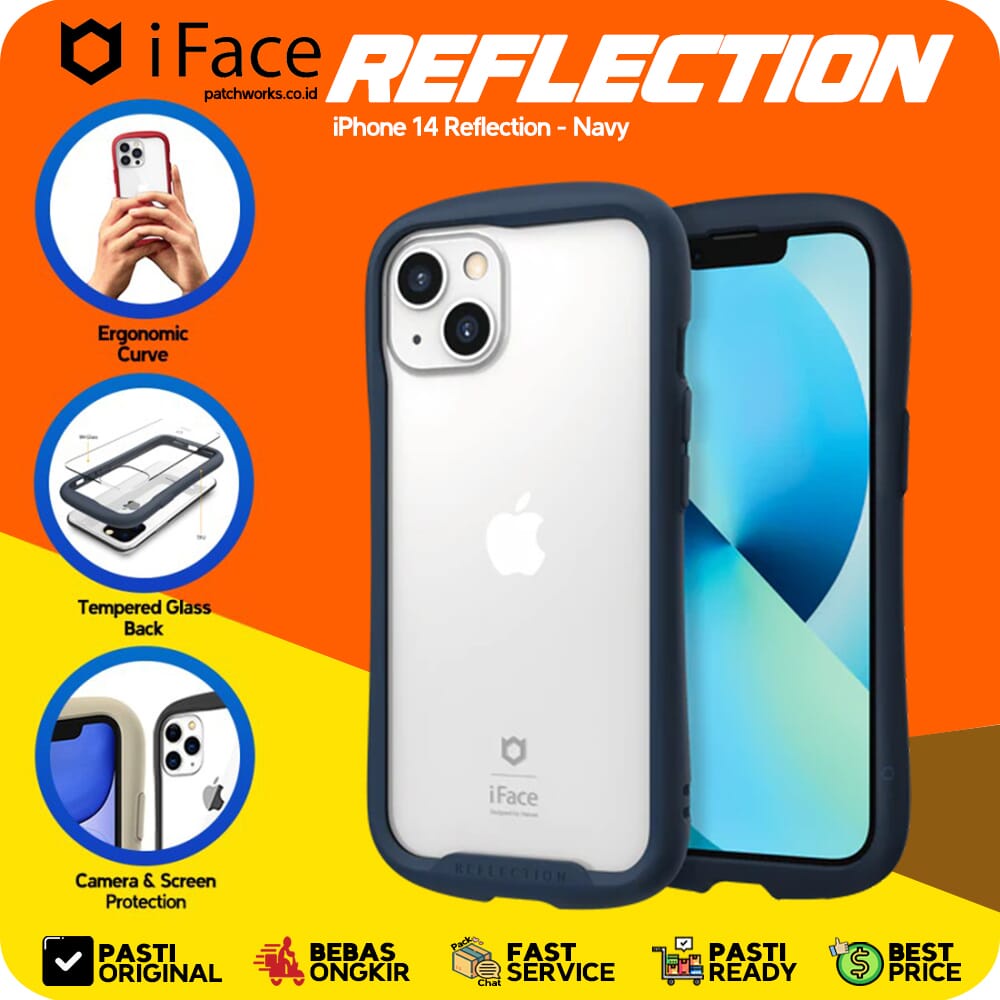 iFace iPhone 14 Reflection Navy Anti Crack Tipis Military Hybrid Armor