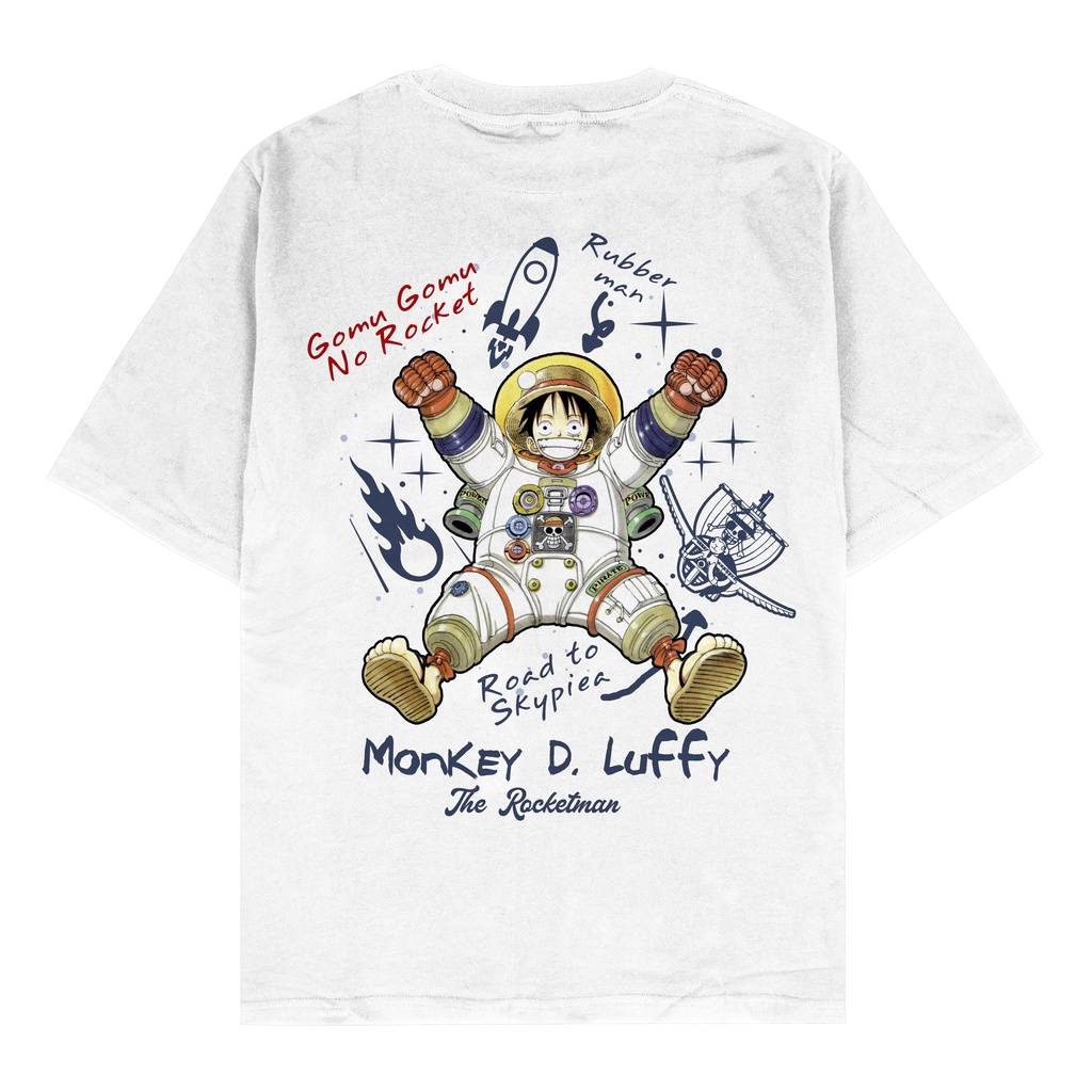 One Piece Luffy Rocketman | Kaos Anime | Kaos One Piece | Baju Anime | Baju One Piece | Kaos Luffy