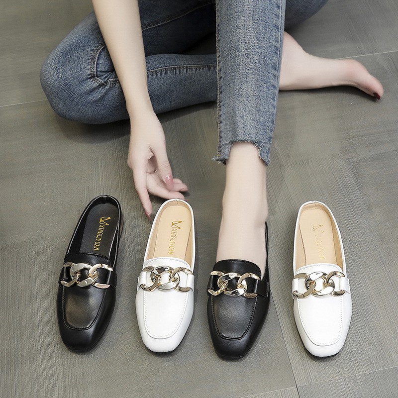 COD BAYAR DITEMPAT!!! 0679 Retro Chain Leather Slip On