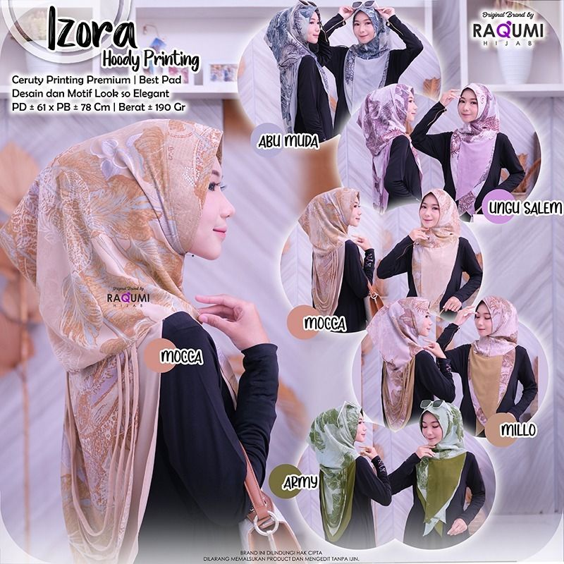 IZORA RAQUMI DAILY HIJAB HODDY PREMIUM HOODY MOTIF JILBAB HOODIE