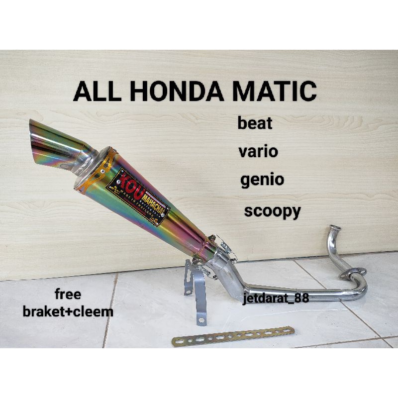 knalpot racing KOU MAHACHAI RAINBOW BUNGLON untuk motor matic HONDA/ALL HONDA MATIC.beat karbu.beat 