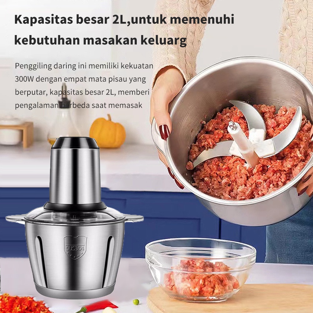 Blender Daging Chopper Stainless 2L Penggiling Daging Multifungsi Meat Grinder