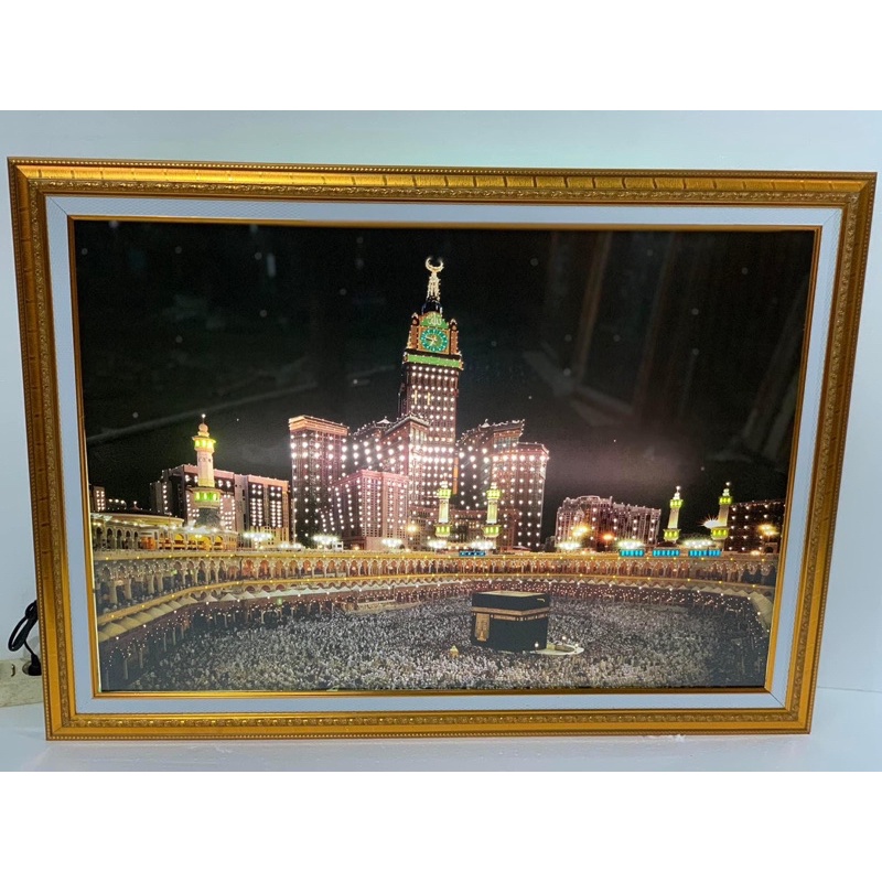 hiasan dinding mekkah baru dan menara masjid lampu