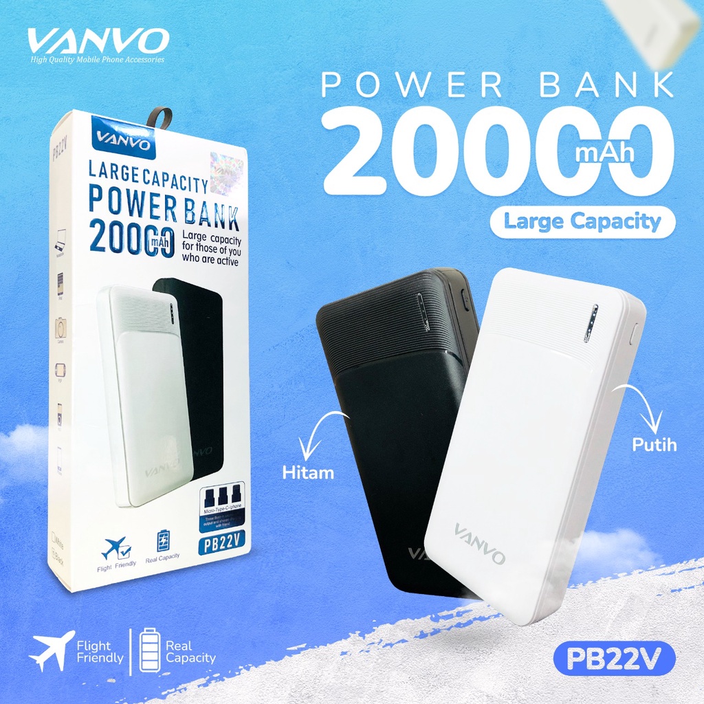PB VANVO PB22V 20000MAH LED BLACK WHITE