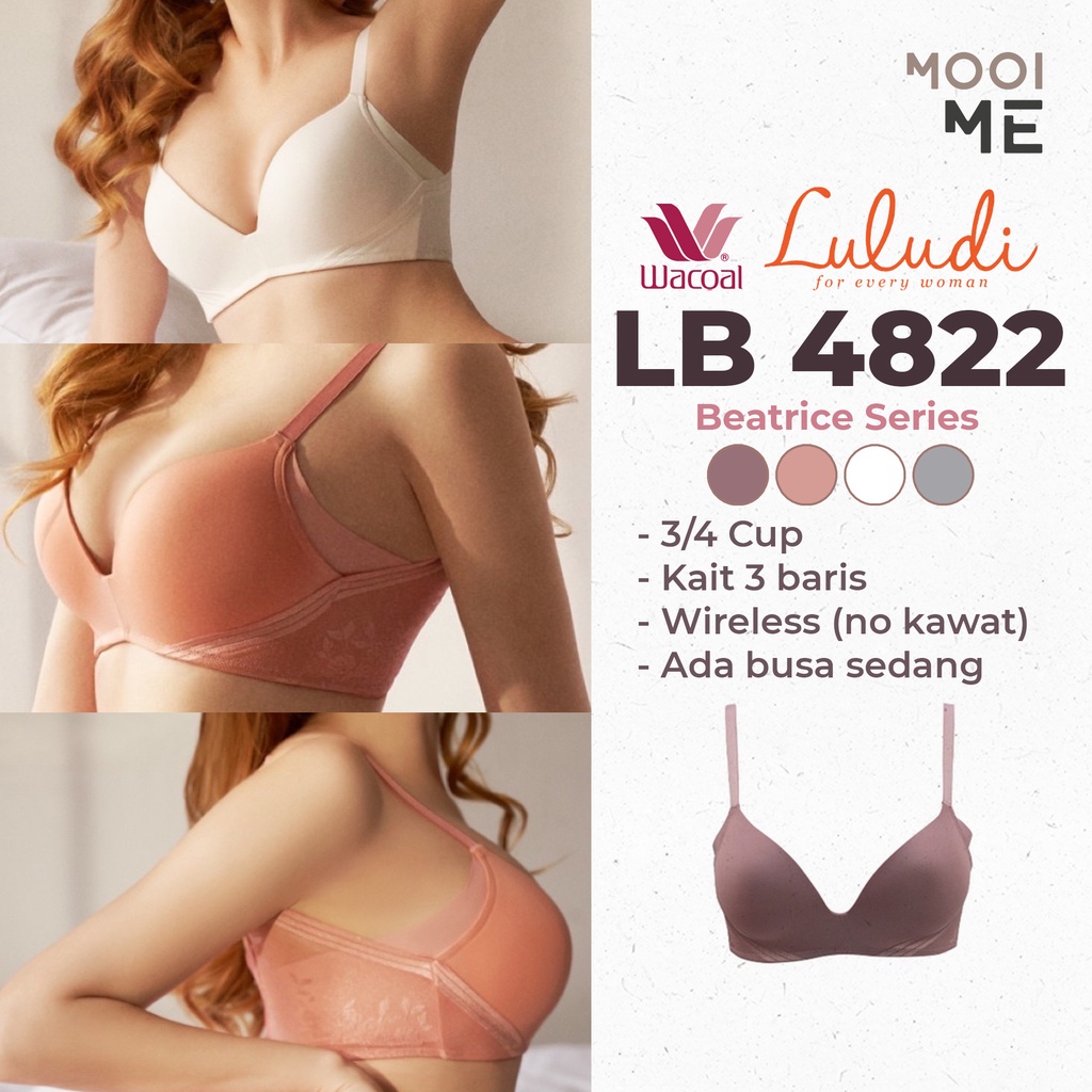 Luludi LB 4822 Bra 3/4 Cup Wireless (Tanpa Kawat) Busa Sedang