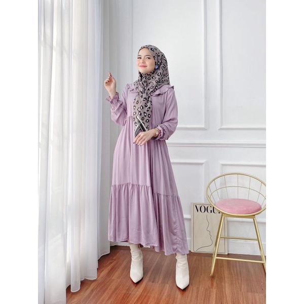 Nada midi dress polos HD / Midi rayon twill / midi rayon adem tebal / Midi dress viral